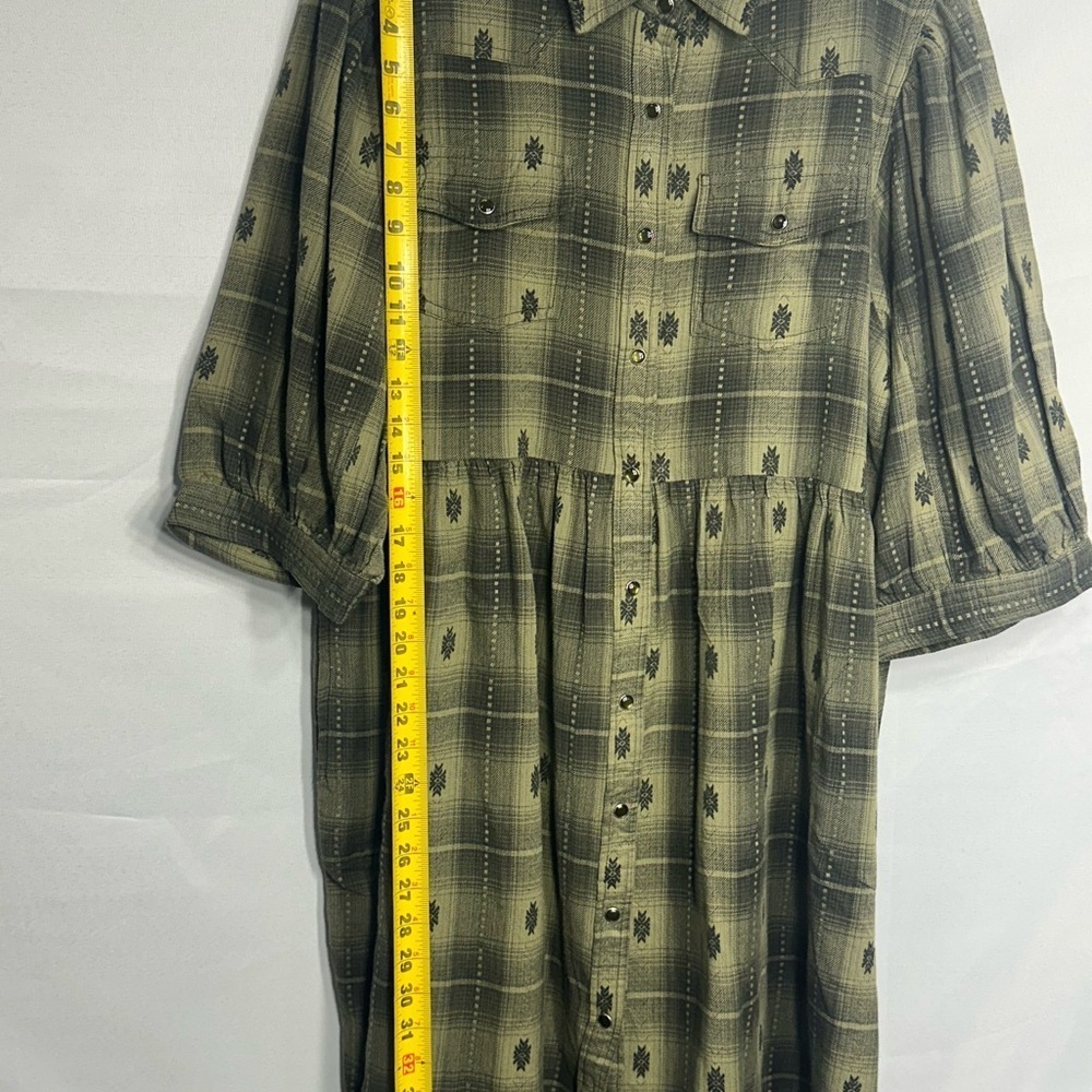 IVY JANE Green Plaid Button-Up Dress size L brand new with out tags - Picture 5 of 9